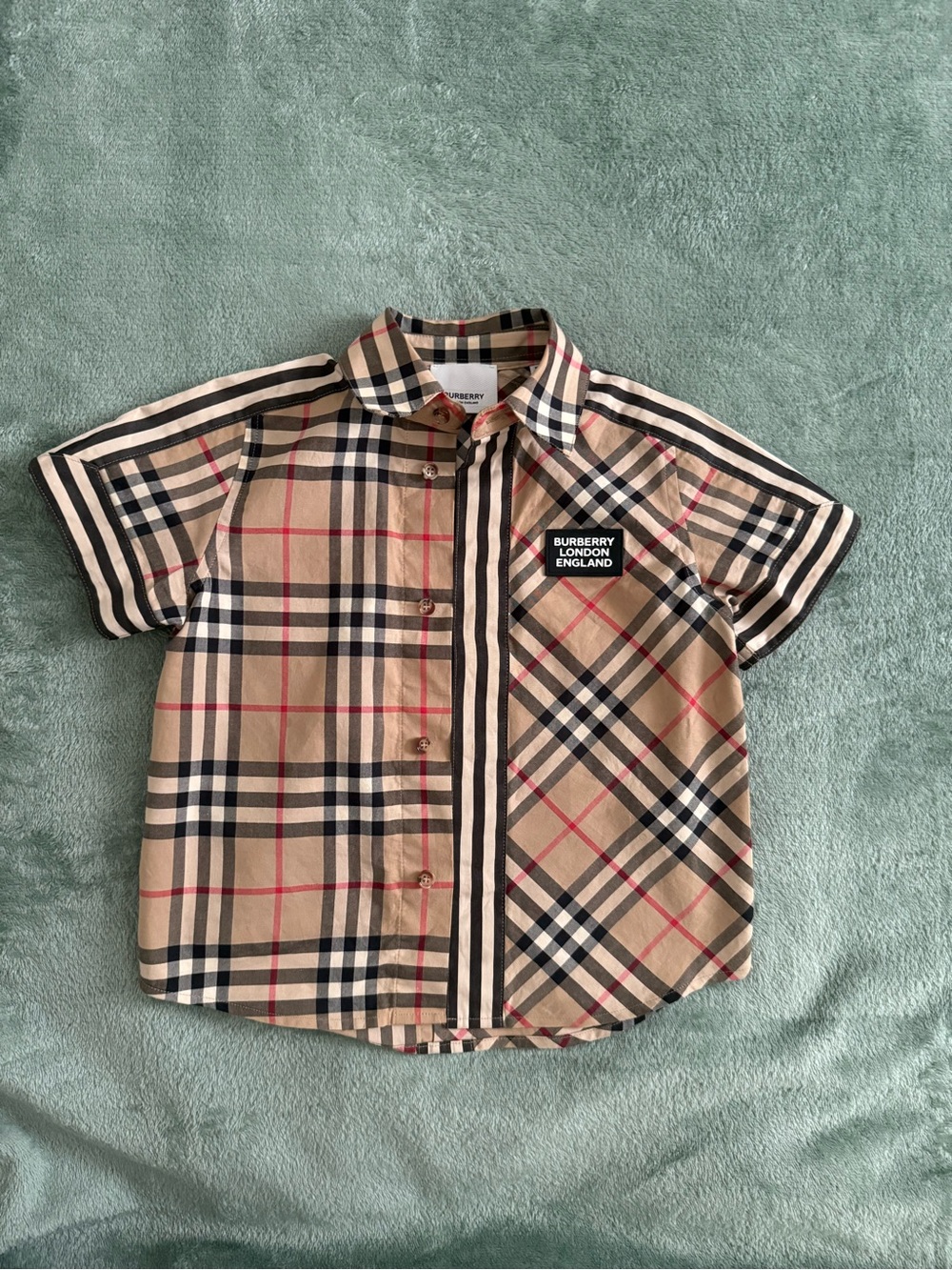 Burberry Kids Beige Plaid Short-Sleeve Button-Down Shirt